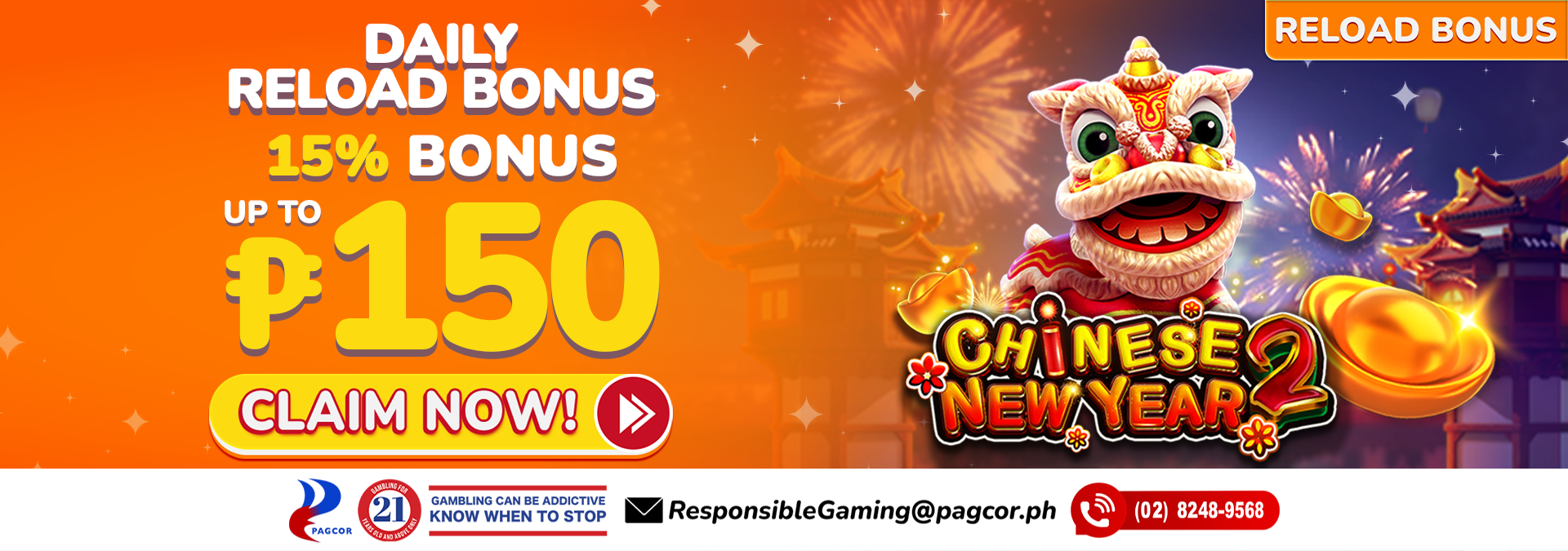 15% Daily Reload Bonus